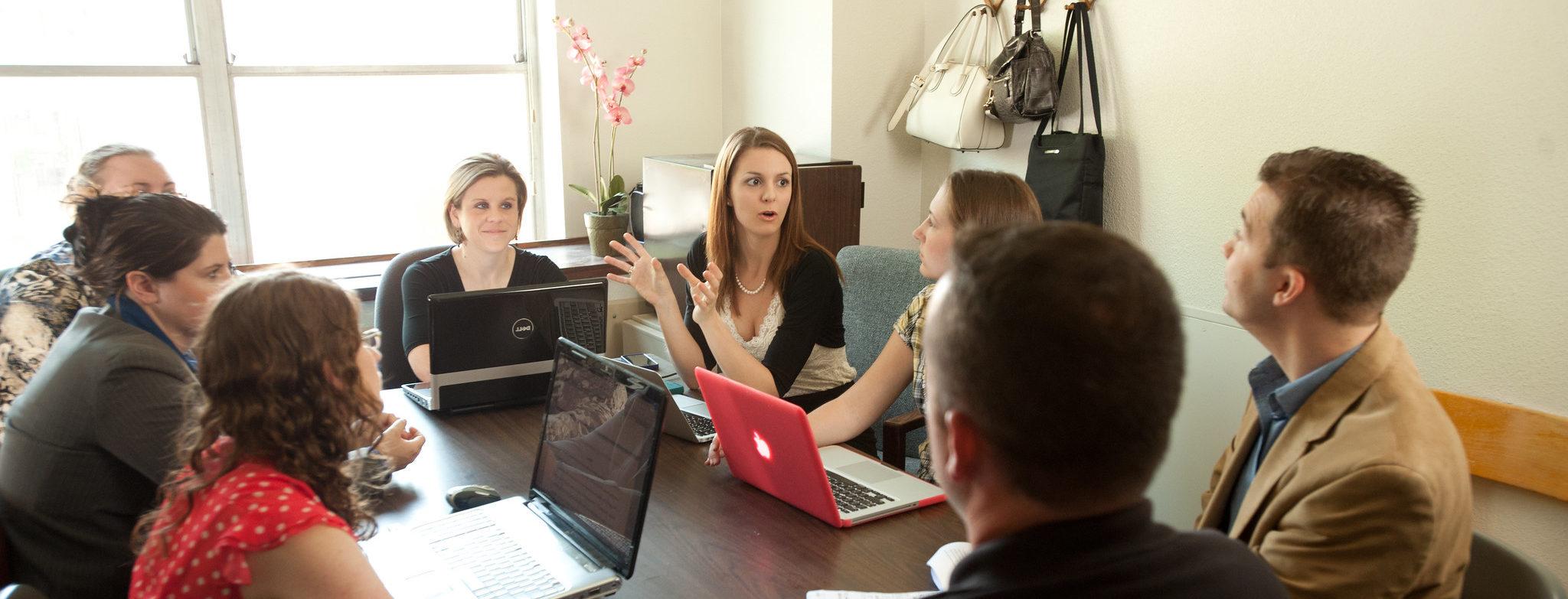 Psychology department having a meeting.