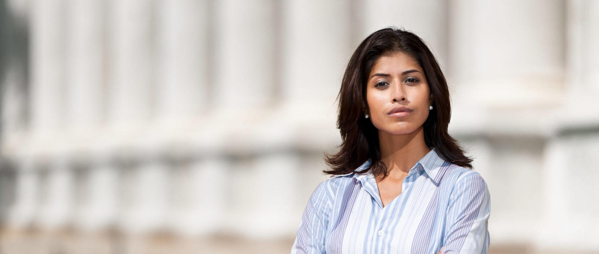 Businesswomen Lawyer outside the Courthouse.