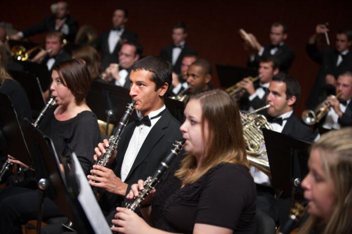 Music majors playing together in a symphony