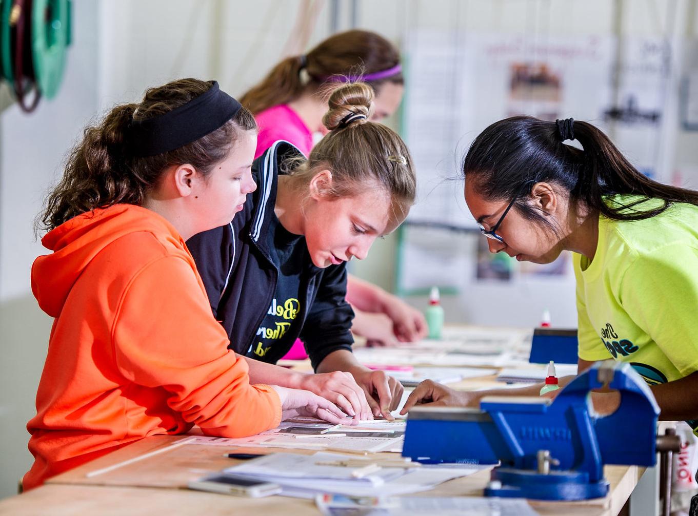 A group of student working together on a project.