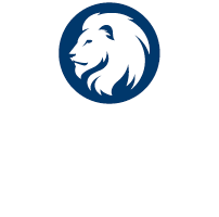 Unit logo for department one-color with lion in the center example for dark background.