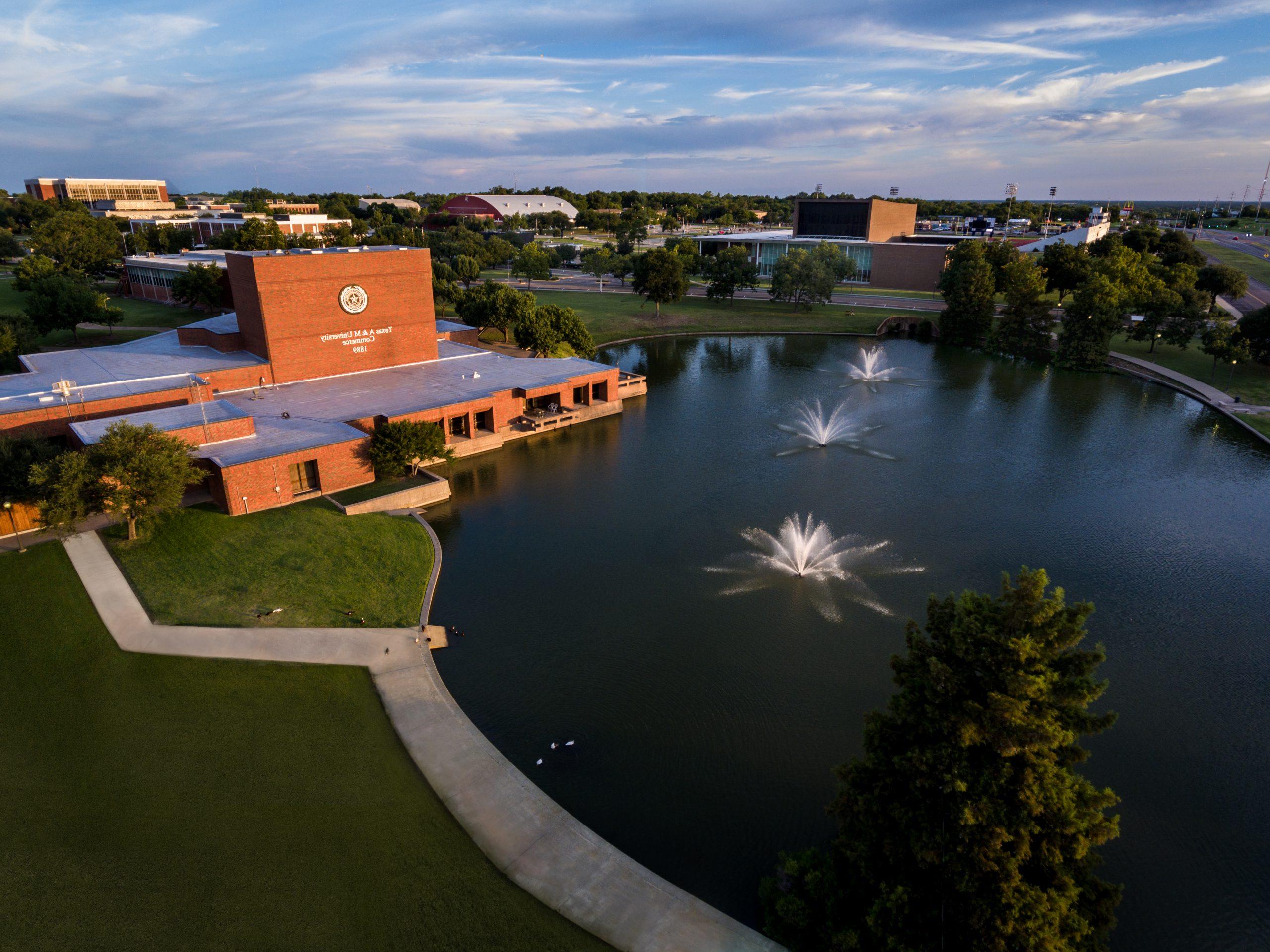 Aerial view of Garvin Lake at East Texas A&M